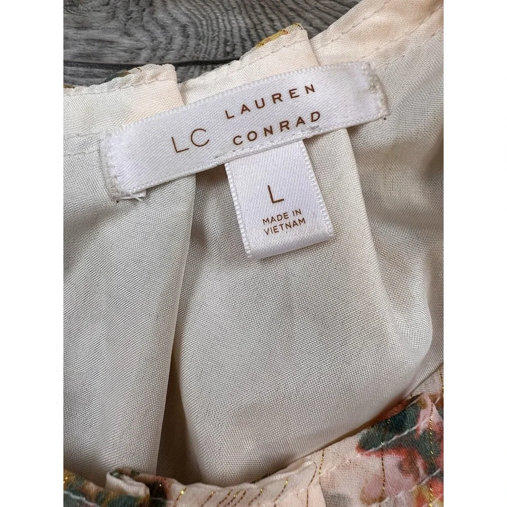 LC Lauren Conrad Cream Floral Tie-Waist Dress - Picture 11 of 14